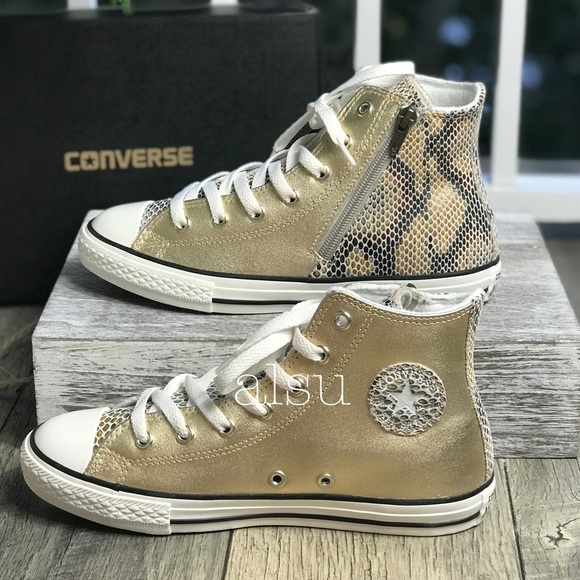 NWT Converse Ctas Side Zip Split HI Light Gold W - Picture 5 of 8